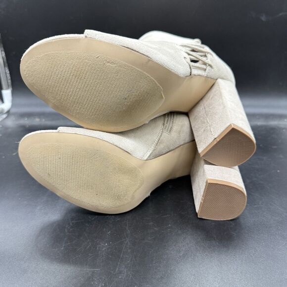 Just Fab Womens size 9.5 Tifany Booties Beige Suede 4" heel - Picture 7 of 7